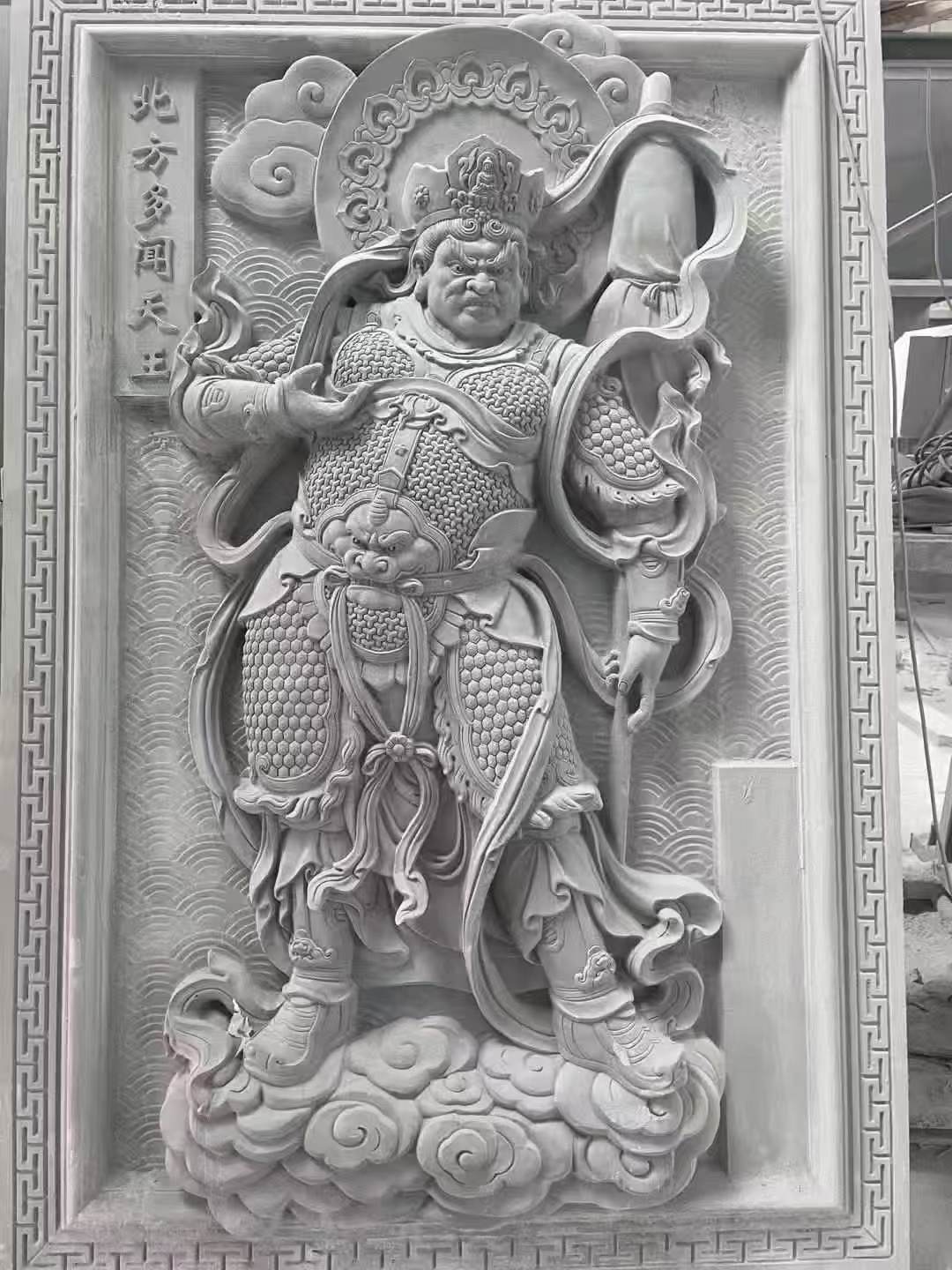 眉山 芝麻灰花岗岩人物雕刻——多闻天王